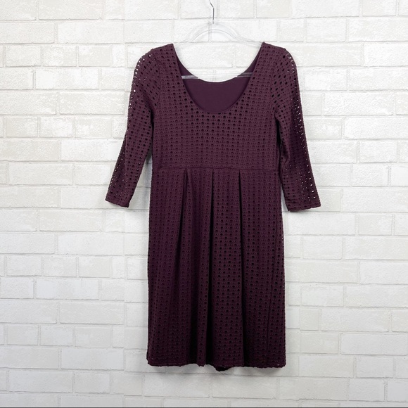 Eight Sixty Stitchfix Gabre Knit Laser Cut Dark Purple Maternity Dress Size S - Picture 2 of 7